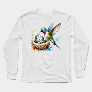 Hummingbird Feeding Its Chicks Long Sleeve T-Shirt